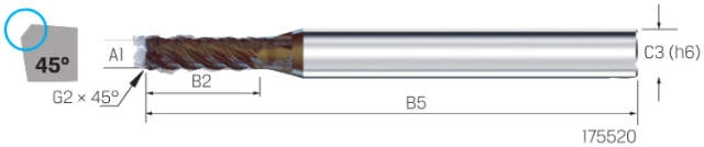Micro End Mill VHM MIKRON, CrazyMill Cool CF, 3×A1, eXedur SNP