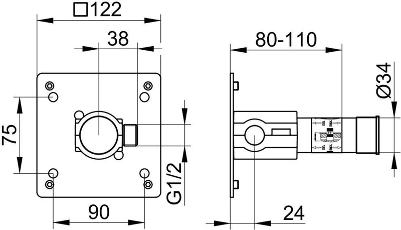 KEUCO IXMO Funktionseinheit Universal DN15 – Unterputz-Armaturen-Einheit mit G 1/2" Anschluss