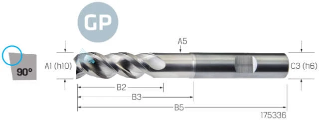 Solid Carbide End Mill VHM PREMUS GP, GP, extra long, coated, HB, IKZ
