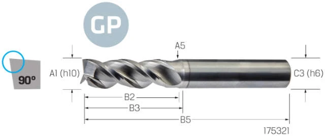 Solid Carbide End Mill VHM PREMUS GP, GP, long, coated, HA