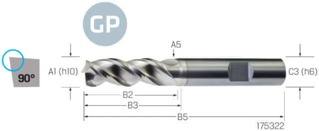 Solid Carbide End Mill VHM PREMUS GP, GP, long, coated, HB