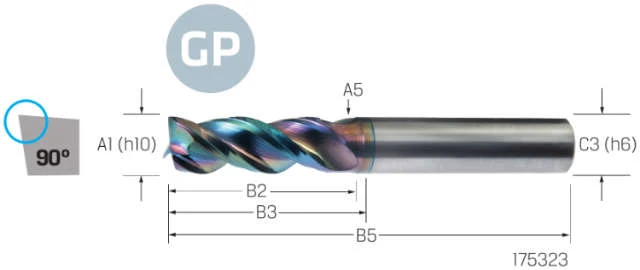 Solid Carbide End Mill VHM PREMUS GP, GP, long, DLC, HA