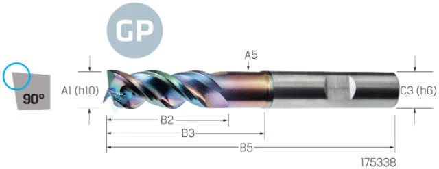 Solid Carbide End Mill PREMUS GP, GP, extra long, DLC, HB, IKZ