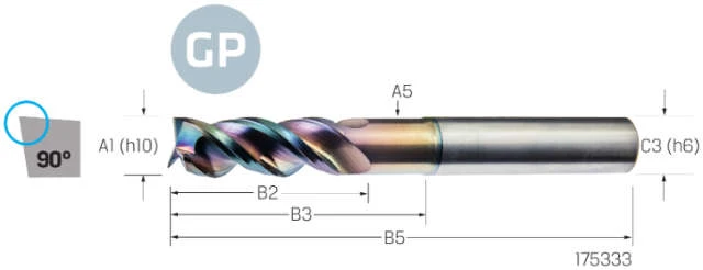 Solid Carbide End Mill VHM PREMUS GP, GP, extra long, DLC, HA