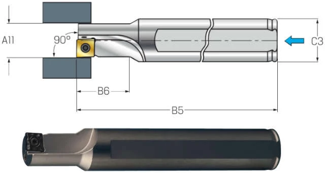 Turning and drilling tool SAU, 1,5×A11, left