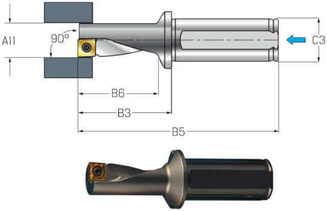 Turning and drilling tool SAU, 2,25×A11, right