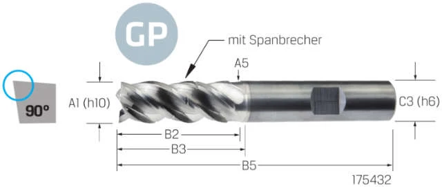 Solid Carbide End Mill VHM PREMUS GP, GP, long, coated, HB