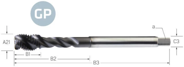 Machine tap PREMUS GP, metric-fine, HSS-E PM, Hardlube