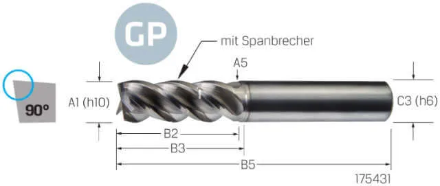 Solid Carbide End Mill VHM PREMUS GP, GP, long, coated, HA