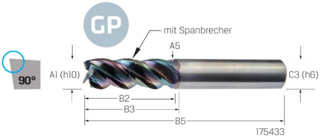 Solid Carbide End Mill VHM PREMUS GP, GP, long, DLC, HA
