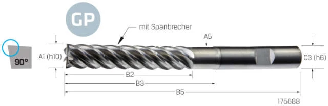 Solid Carbide End Mill VHM PREMUS GP, GP, 5 × A1, coated, HB