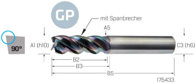Solid Carbide End Mill VHM PREMUS GP, GP, long, DLC, HA