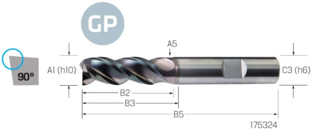 Solid Carbide End Mill PREMUS GP, GP, long, DLC, HB