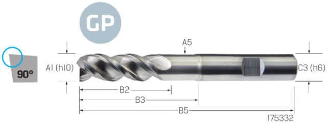 Solid Carbide End Mill VHM PREMUS GP, GP, extra long, coated, HB