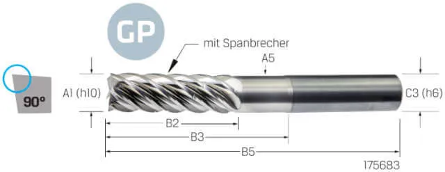 Solid Carbide End Mill VHM PREMUS GP, GP, 3 × A1, coated, HA