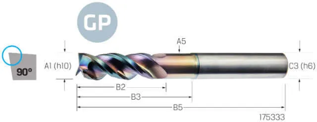 Solid Carbide End Mill VHM PREMUS GP, GP, extra long, DLC, HA