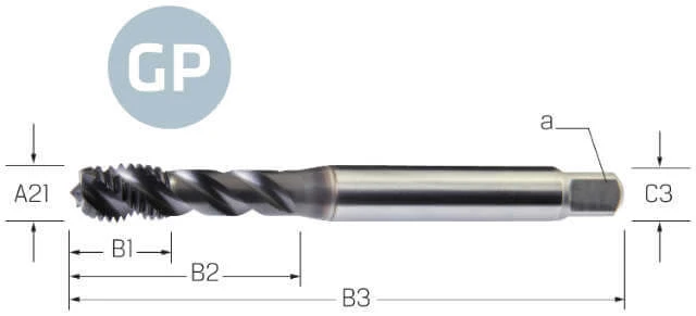 Machine tap PREMUS GP, metric, HSS-E PM, Hardlube