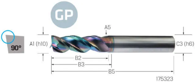 Solid Carbide End Mill VHM PREMUS GP, GP, long, DLC, HA