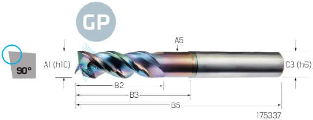 Solid Carbide End Mill VHM PREMUS GP, GP, extra long, DLC, HA, IKZ