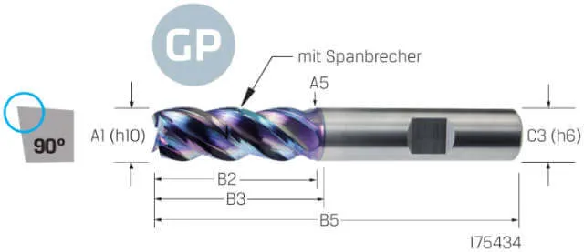 Solid Carbide End Mill PREMUS GP, GP, long, DLC, HB