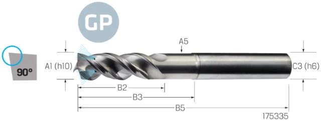 Solid Carbide End Mill VHM PREMUS GP, GP, extra long, coated, HA, IKZ