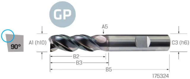 Solid Carbide End Mill PREMUS GP, GP, long, DLC, HB