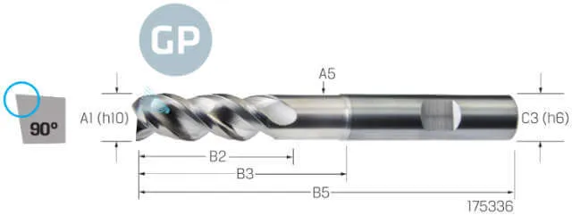 Solid Carbide End Mill VHM PREMUS GP, GP, extra long, coated, HB, IKZ
