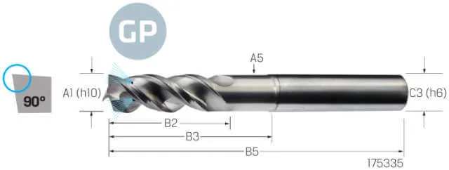 Solid Carbide End Mill VHM PREMUS GP, GP, extra long, coated, HA, IKZ