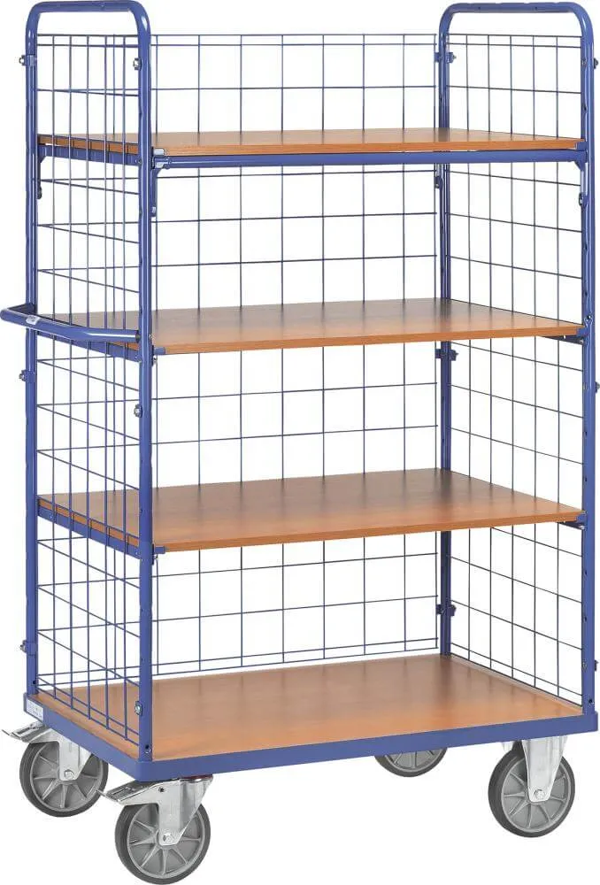FETRA shelf trolley with wire mesh, 4 shelves 1000x700mm