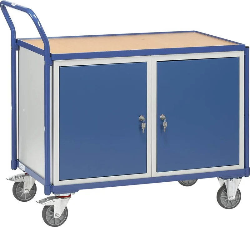 Workshop trolley FETRA, 300 kg 1 shelf, 2 doors