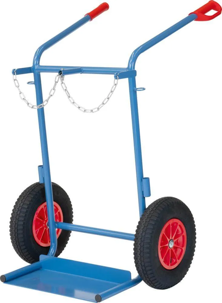 Steel bottle cart FETRA, for 2 bottles 40-50 l, pneumatic wheels fetra