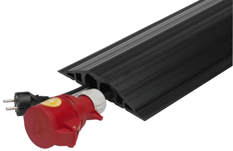 Industrial cable bridge NEUTRAL, W1500xD200xH35 mm 2 chambers D25 mm PVC black