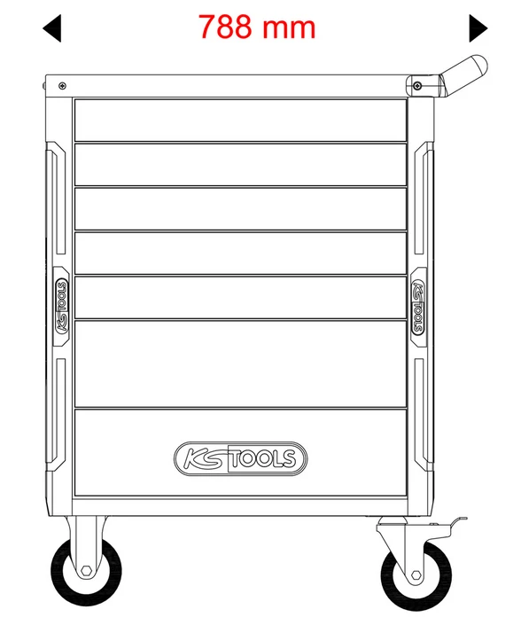 KS Tools RACINGline SCHWARZ/ROT Werkstattwagen mit 7 Schubladen und 515 Premium-Werkzeugen