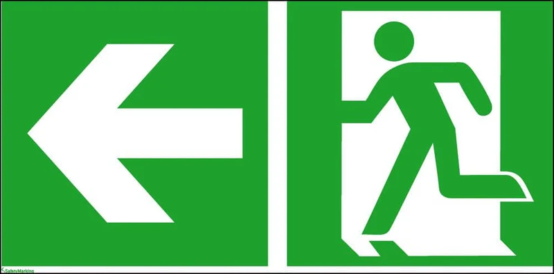 Escape route sign NEUTRAL, Alu B400xH200 mm Emergency exit left with arrow left long-glowing