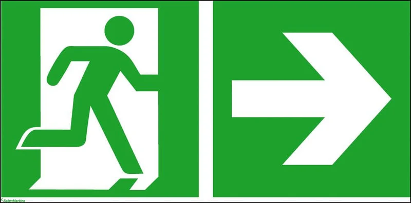 Escape route sign NEUTRAL, Alu B300xH150 mm Emergency exit right with arrow right long-glow