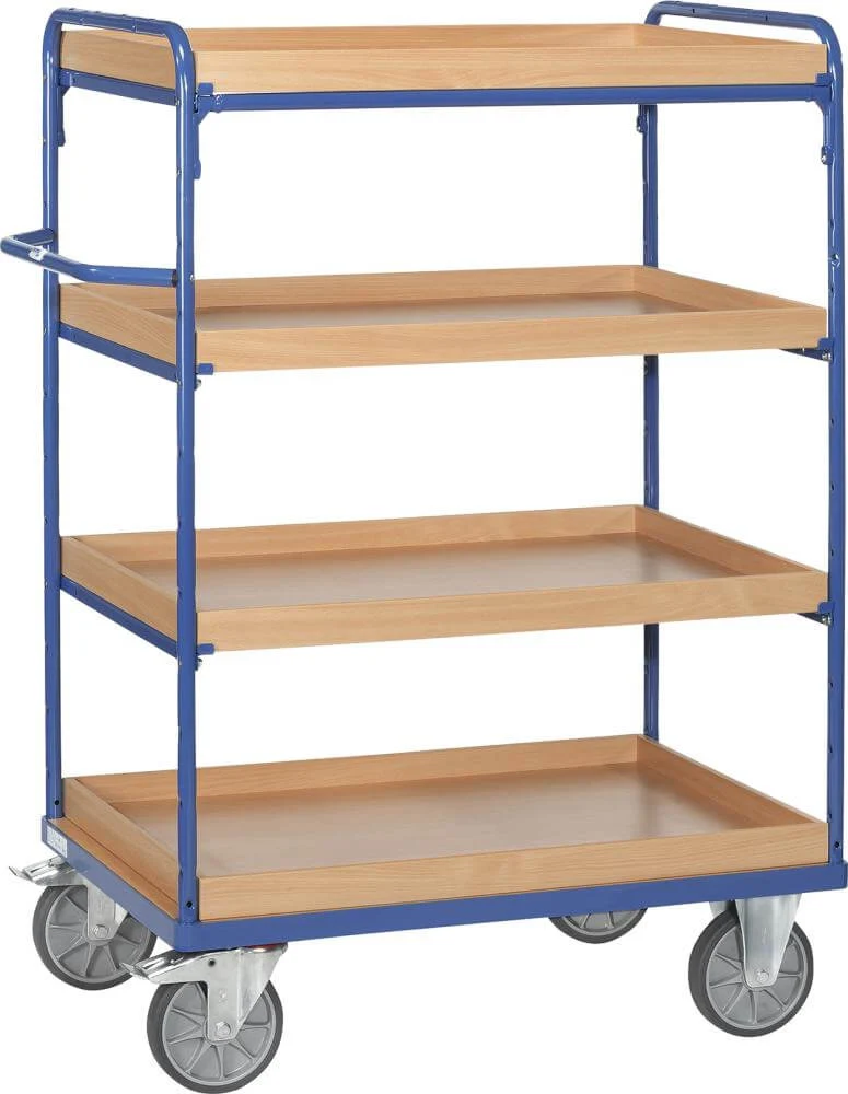 Tiered trolley FETRA, with boxes 4 shelves 1000x700mm