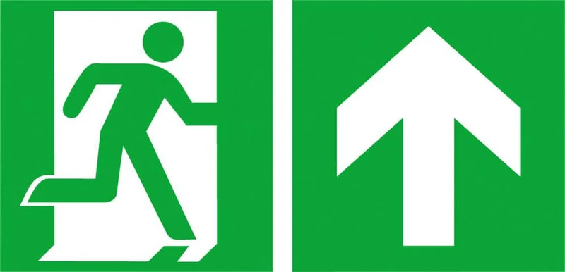 Escape route sign NEUTRAL, Alu B300xH150 mm Emergency exit right with arrow straight photoluminescent
