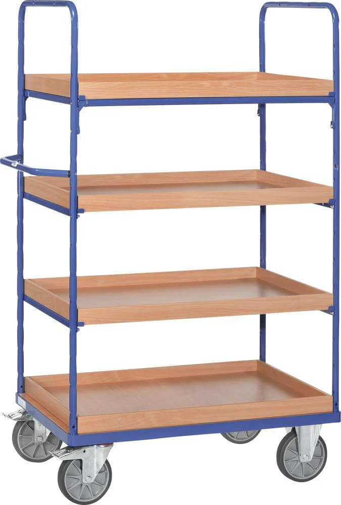 Tiered trolley FETRA, with boxes 4 shelves 1000x700mm