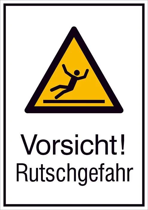 Warning sign NEUTRAL, aluminum W262xH371 mm Caution slipping hazard