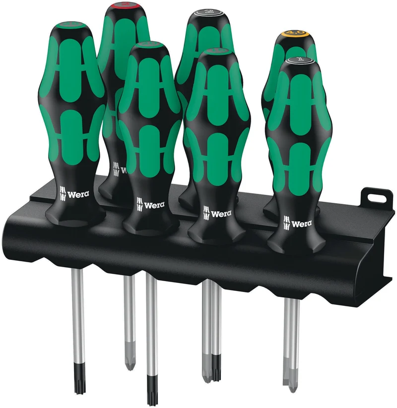 WERA Schraubendrehersatz 335/350/367/7 Rack 7-teilig Schlitz/PH/PZ/Torx Lasertip Kraftform