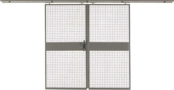 Sliding door NEUTRAL, partition wall system Vario B1800xH2200 mm RAL 7037 wire mesh