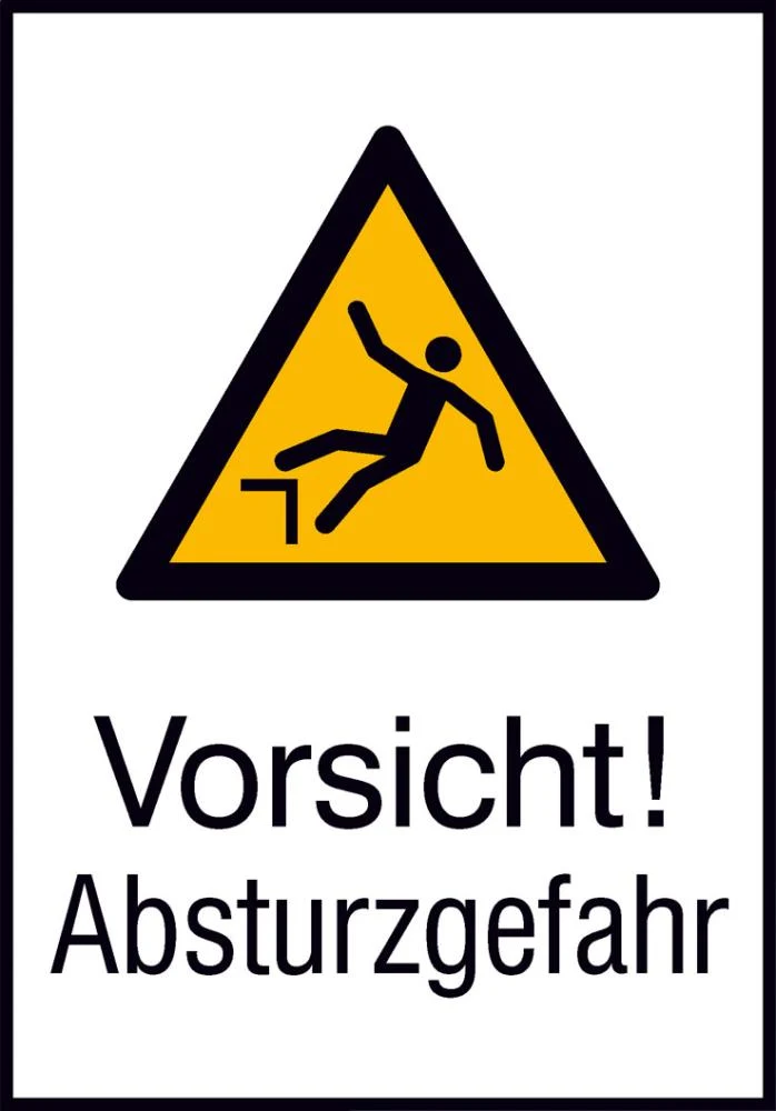 Warning sign NEUTRAL, aluminum W262xH371 mm Caution Danger of Falling