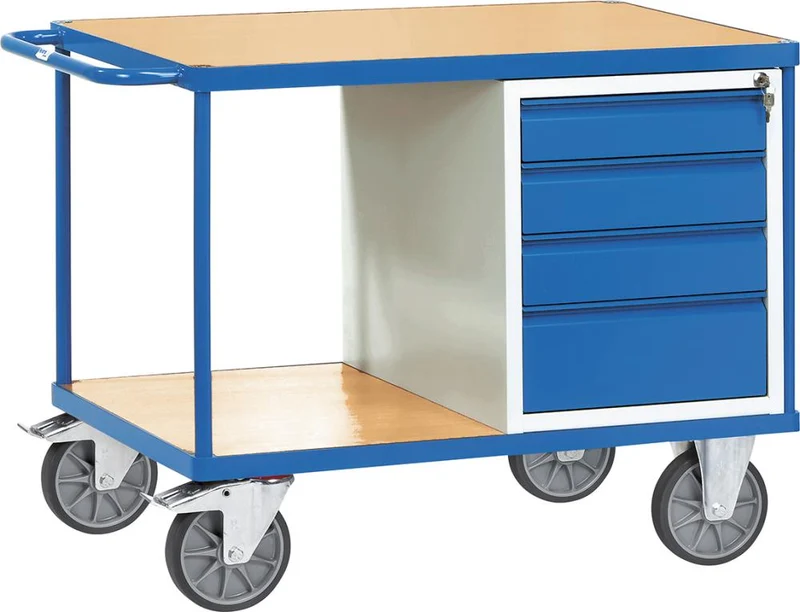 FETRA workshop trolley, 600 kg, 1050x700 mm, 4 drawers, 2 shelves