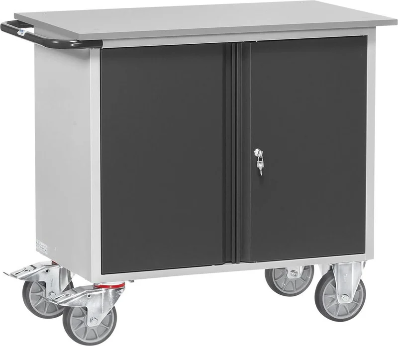 Workshop trolley FETRA, B1080xD590xH915mm RAL 7035/7016 1 cabinet